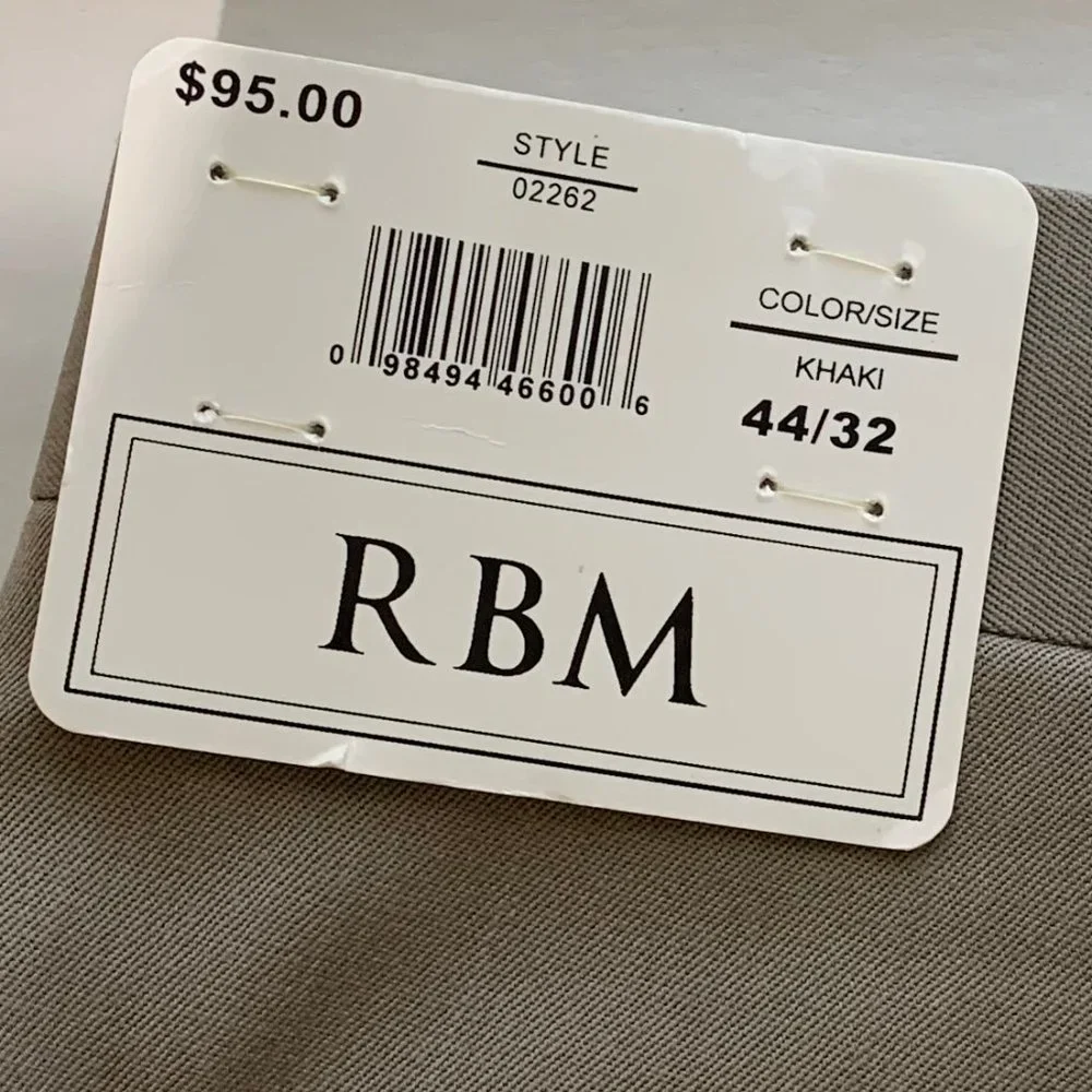 NWT, RBM 44x32 Men's Khaki Dress Pant, Pleated & Cuffed, 100% wool, Lined